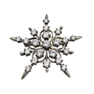 Vintage Sterling Silver GV925DQ CZ Starburst Snowflake Brooch Pin